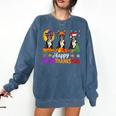 Boston Terrier Dog Halloween Christmas Hallothanksmas Men Women Kids Comfort Colors Sweatshirt Denim