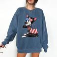 Boston Terrier Dog Merica 4th Of July Usa American Flag Men Comfort Colors Sweatshirt Denim
