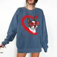 Boston Terrier Dog Mom Dad Valentine’s Day Pet Lover For Men Women Kids Comfort Colors Sweatshirt Denim