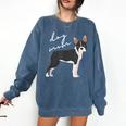 Boston Terrier Dog Mom Woman Women Comfort Colors Sweatshirt Denim