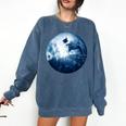 Boston Terrier Dog Moon Dog Mom Dad Women Men Dog Lovers Comfort Colors Sweatshirt Denim