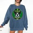 Boston Terrier Dog St Patricks Day Irish Pet Lover Men Women Kids Comfort Colors Sweatshirt Denim