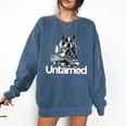 Boston Terrier Dog Untamed For Men Women Comfort Colors Sweatshirt Denim