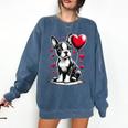 Boston Terrier Dog Valentine's Day Dog Owner Comfort Colors Sweatshirt Denim