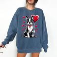 Boston Terrier Dog Valentine's Day Dog Owner Valentine Comfort Colors Sweatshirt Denim
