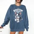 Boston Terrier Girl Cute Cartoon For Dog Owners Pet Terrier Comfort Colors Sweatshirt Denim