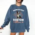 Boston Terrier Groovy World's Best Boston Mom Comfort Colors Sweatshirt Denim