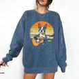 Boston Terrier Guitar Retro Comfort Colors Sweatshirt Denim