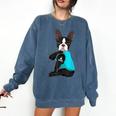 Boston Terrier I Love Mom Apparel Comfort Colors Sweatshirt Denim