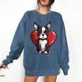 Boston Terrier Mom Dad Bostie Dog Lover Valentines Day Comfort Colors Sweatshirt Denim