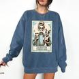 The Boston Terrier Mom Skeleton Spooky Season Halloween Comfort Colors Sweatshirt Denim