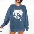Boston Terrier And Moon Halloween Costume Dog Lover Comfort Colors Sweatshirt Denim