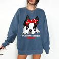 Boston Terrier Mum Dog Woman Idea Comfort Colors Sweatshirt Denim