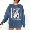 Boston Terrier Papa Cool Dog Lover USA American Flag Men Women Comfort Colors Sweatshirt Denim