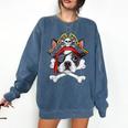 Boston Terrier Pirate T Shirt Jolly Roger Crossbones Skull Comfort Colors Sweatshirt Denim