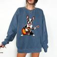Boston Terrier Playing Guitar Boston Terrier Comfort Colors Sweatshirt Denim