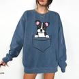 Boston Terrier In The Pocket Cute Pocket Boston Terrier Comfort Colors Sweatshirt Denim