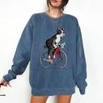 Boston Terrier Riding Bicycle Cute Bostie Biker Raglan Baseball Tee Comfort Colors Sweatshirt Denim