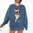 Boston Terrier Santa Christmas Lights Xmas Dog Lover Men Women Kids Comfort Colors Sweatshirt Denim