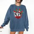 Boston Terrier Santa Claus Elf Reindeer Christmas Dog X-Mas Comfort Colors Sweatshirt Denim