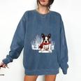 Boston Terrier In The Snow Merry Christmas Winter Comfort Colors Sweatshirt Denim