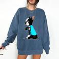 Boston Terrier Tattoos I Love Mom Comfort Colors Sweatshirt Denim