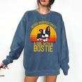 Boston Terrier Never Underestimate a Girl With a Bostie Comfort Colors Sweatshirt Denim