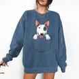 Bull Terrier Pocket Bull Terrier Peeking Out Pocket Comfort Colors Sweatshirt Denim