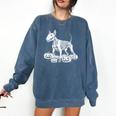 Bull Terrier Skeleton Birthday Halloween Kids Comfort Colors Sweatshirt Denim