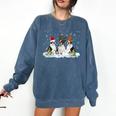 Christmas Boston Terrier Santa Dog Lover Comfort Colors Sweatshirt Denim