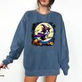 Cute Boston Terrier Halloween Costume Dog Lover Women Girls Comfort Colors Sweatshirt Denim