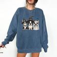 Cute Halloween Boston Terrier Dogs Witch Hat Ghost Dog For Men Women Kids Comfort Colors Sweatshirt Denim