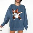 Dabbing Red Boston Terrier Dab Dance Dog Men Women Kids Comfort Colors Sweatshirt Denim