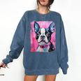 Dog Pink Boston Terrier Comfort Colors Sweatshirt Denim