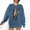 Dog Playing Guitar Singing Boston Terrier For Men Women Girls Kids Comfort Colors Sweatshirt Denim