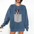 Dog In Your Pocket Boston Terrier For Men Women Girls Kids Comfort Colors Sweatshirt Denim