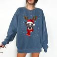 Family Matching Reindeer Xmas Boston Terrier Christmas Comfort Colors Sweatshirt Denim