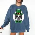 Green Boston Terrier Shamrock St Patricks Day Boston Terrier Comfort Colors Sweatshirt Denim