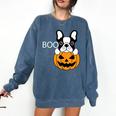 The Halloween Boston Terrier Comfort Colors Sweatshirt Denim