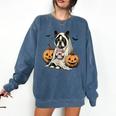 Halloween Boston Terrier Ghost Comfort Colors Sweatshirt Denim
