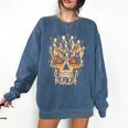 Halloween Costume Skull Boston Terrier Dog Lover For Men Women Kids Comfort Colors Sweatshirt Denim
