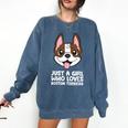 Just a Girl Who Loves Boston Terriers Comfort Colors Sweatshirt Denim