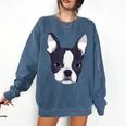 Kids Boston Terrier Dog For Women And Girls Comfort Colors Sweatshirt Denim