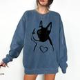 I Love My Boston Terrier Dog With Heart Comfort Colors Sweatshirt Denim