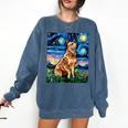 Red Heeler Starry Night Cattle Dog Colorful Art By Aja For Men Women Girls Kids Comfort Colors Sweatshirt Denim