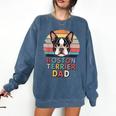 Retro Boston Terrier Dad Comfort Colors Sweatshirt Denim