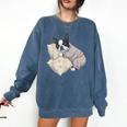Sleepy Boston Terrier Pajama Men Women Kids Comfort Colors Sweatshirt Denim
