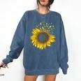 Sunflower Puzzle Pieces Autism Awareness For Mom Teacher For Women Comfort Colors Sweatshirt Denim
