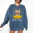 Sunflower Yorkie Mom Dog Lover Comfort Colors Sweatshirt Denim
