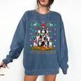 Ugly Sweater Christmas Tree Boston Terrier Dog Xmas Pajama Comfort Colors Sweatshirt Denim